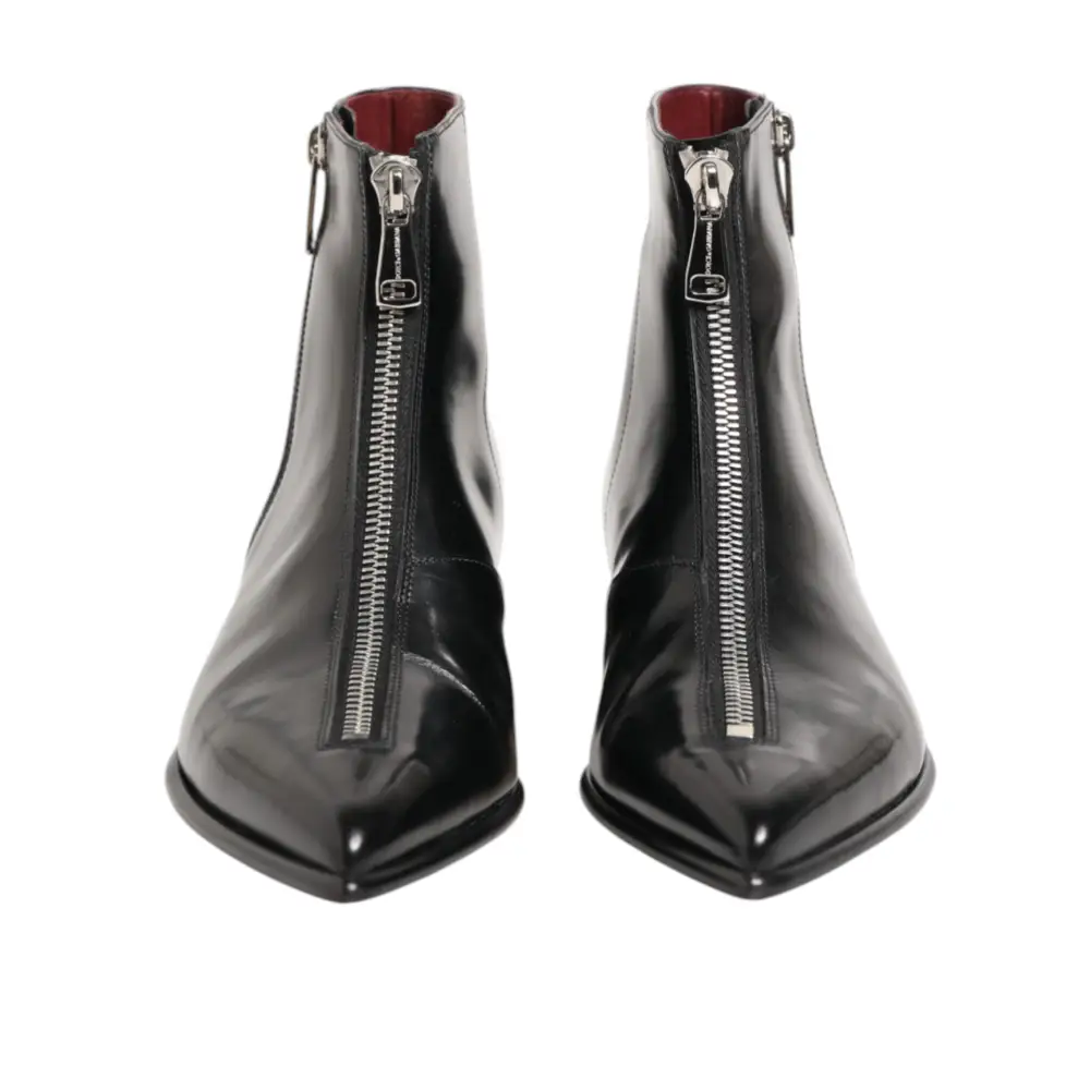 Dolce & Gabbana Schwarzes Kalbsleder Herren SHORT Stiefel Schuhe - EU 41 | US 8