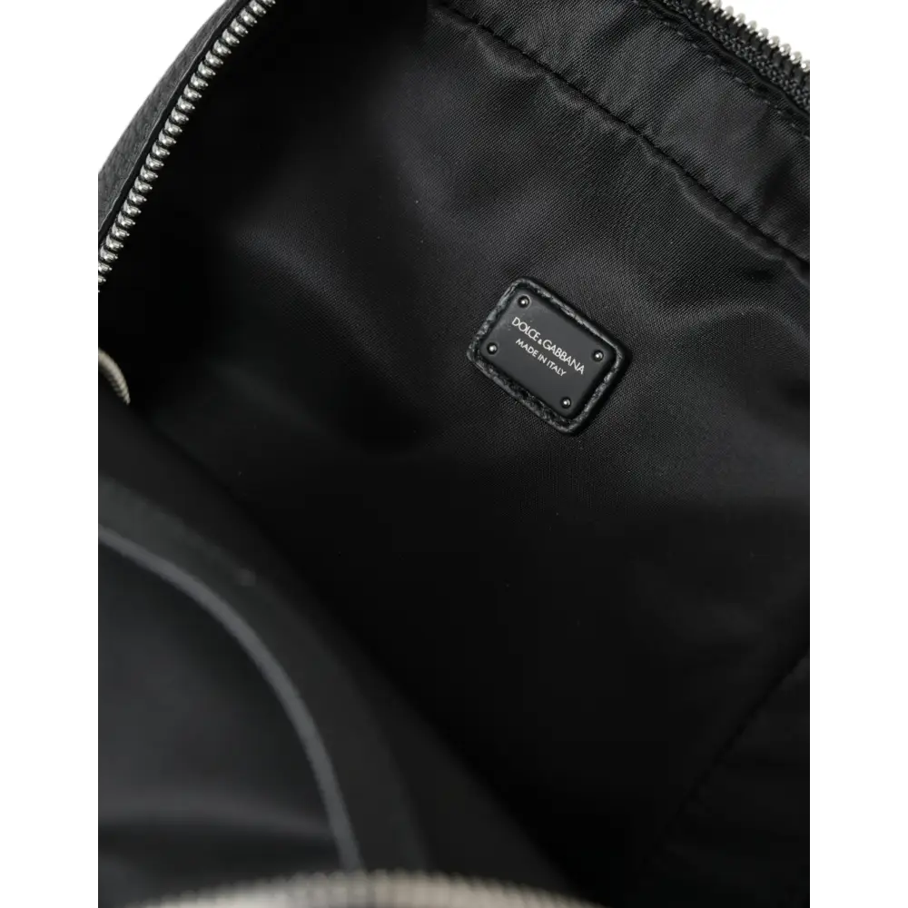 Dolce & Gabbana Schwarzes Kalbsleder Logo Palermo Rucksack Tasche