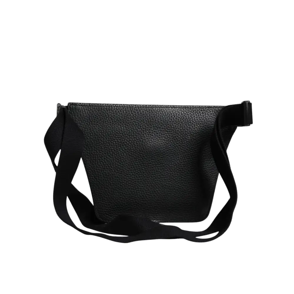 Dolce & Gabbana Schwarzes Kalbsleder Logo Plaque Gürtel Taille Männer Fanny Pack Tasche