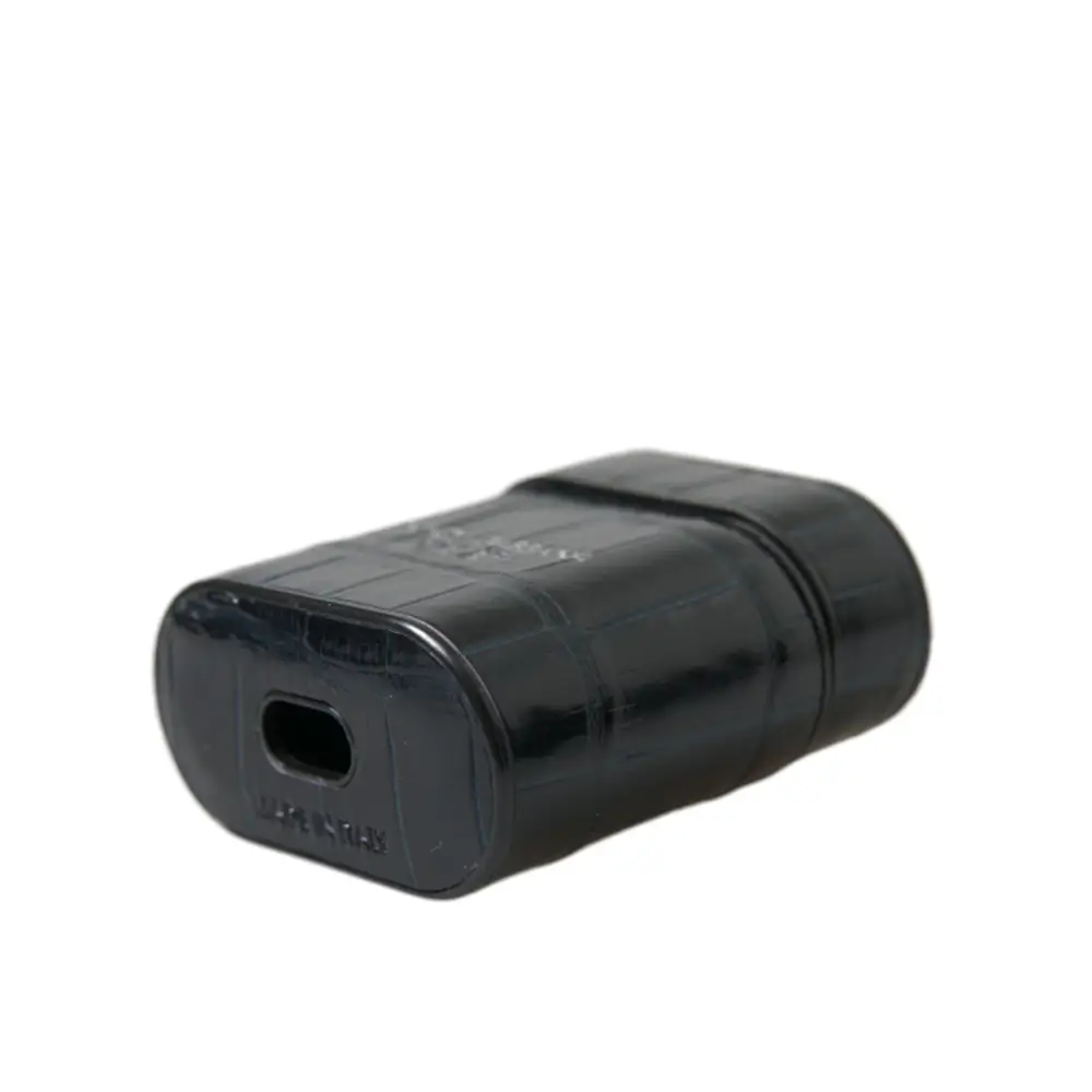 Dolce & Gabbana Schwarzes Krokodilleder Silber Metall Logo Airpods Etui