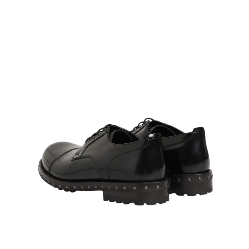 Dolce & Gabbana Schwarzes Leder beschlagene Männer formelle Derby Schuhe