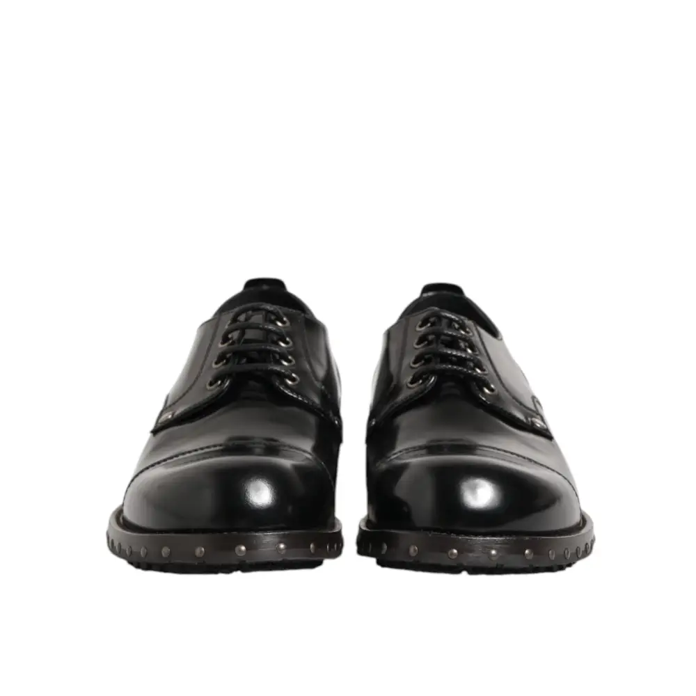 Dolce & Gabbana Schwarzes Leder beschlagene Männer formelle Derby Schuhe