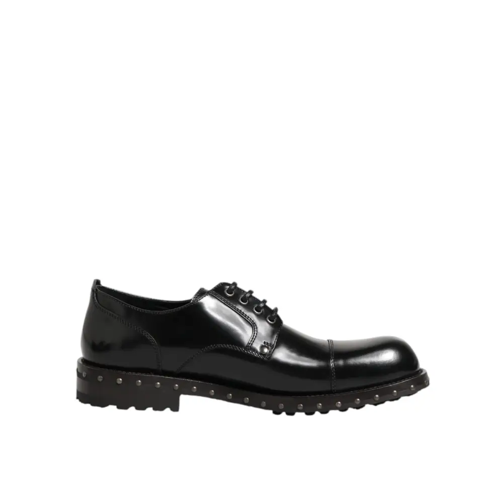 Dolce & Gabbana Schwarzes Leder beschlagene Männer formelle Derby Schuhe