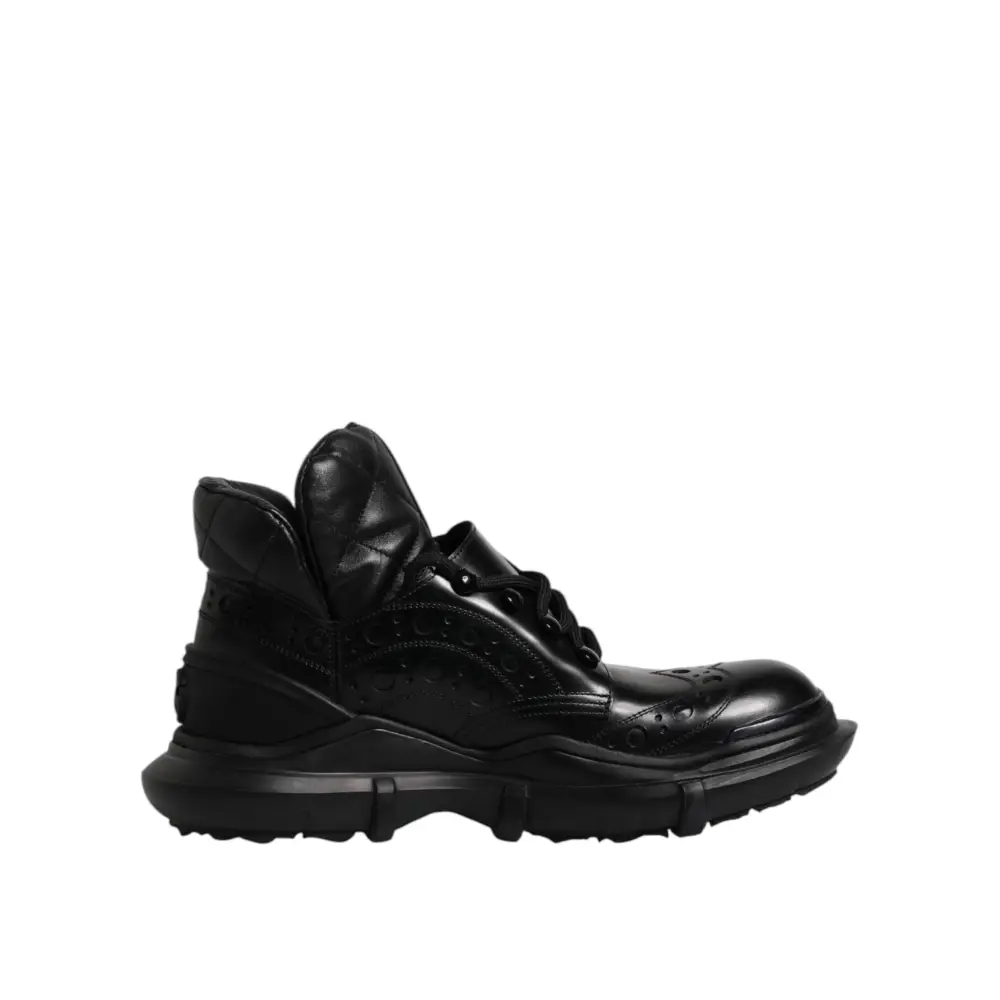 Dolce & Gabbana Schwarzes Leder Casual Herrenstiefel Schuhe - EU40/US7