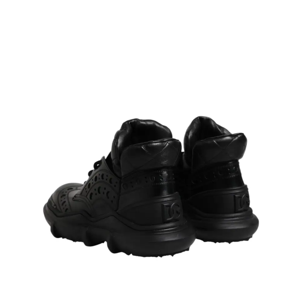 Dolce & Gabbana Schwarzes Leder Casual Herrenstiefel Schuhe - EU40/US7