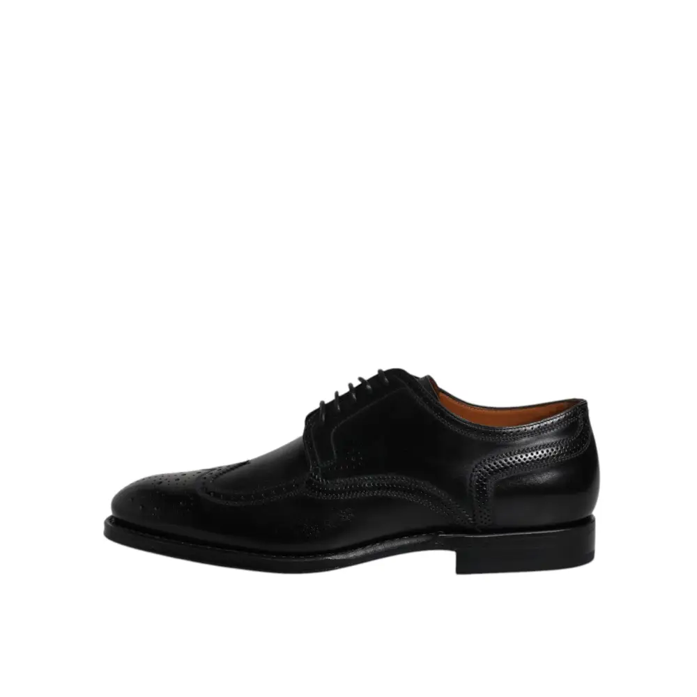 Dolce & Gabbana Schwarzes Leder Derby Wingtip Formelle Schuhe - EU39.5/US6.5