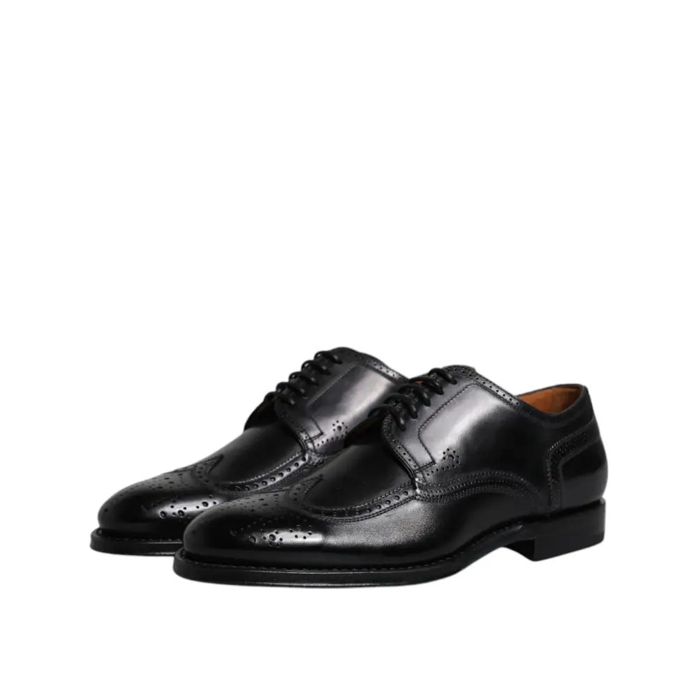 Dolce & Gabbana Schwarzes Leder Derby Wingtip Formelle Schuhe - EU39.5/US6.5