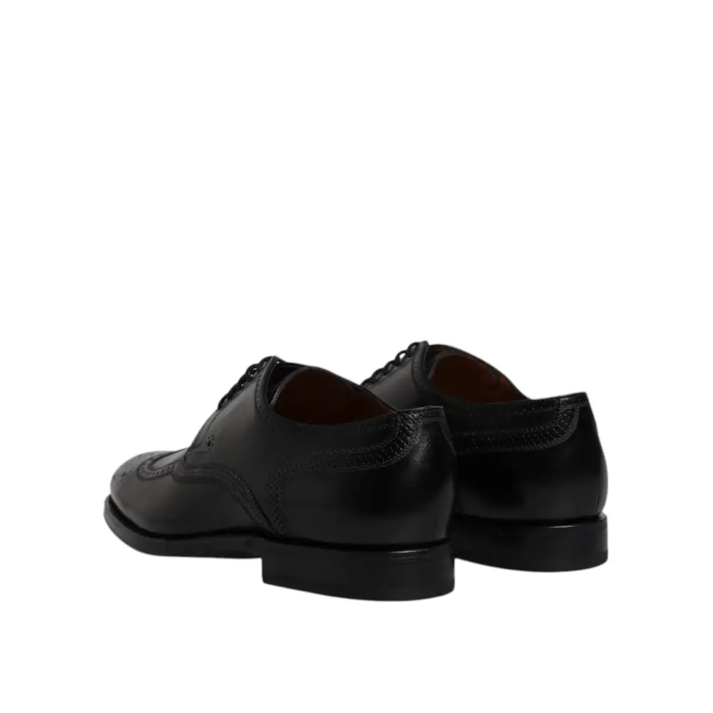 Dolce & Gabbana Schwarzes Leder Derby Wingtip Formelle Schuhe - EU39.5/US6.5