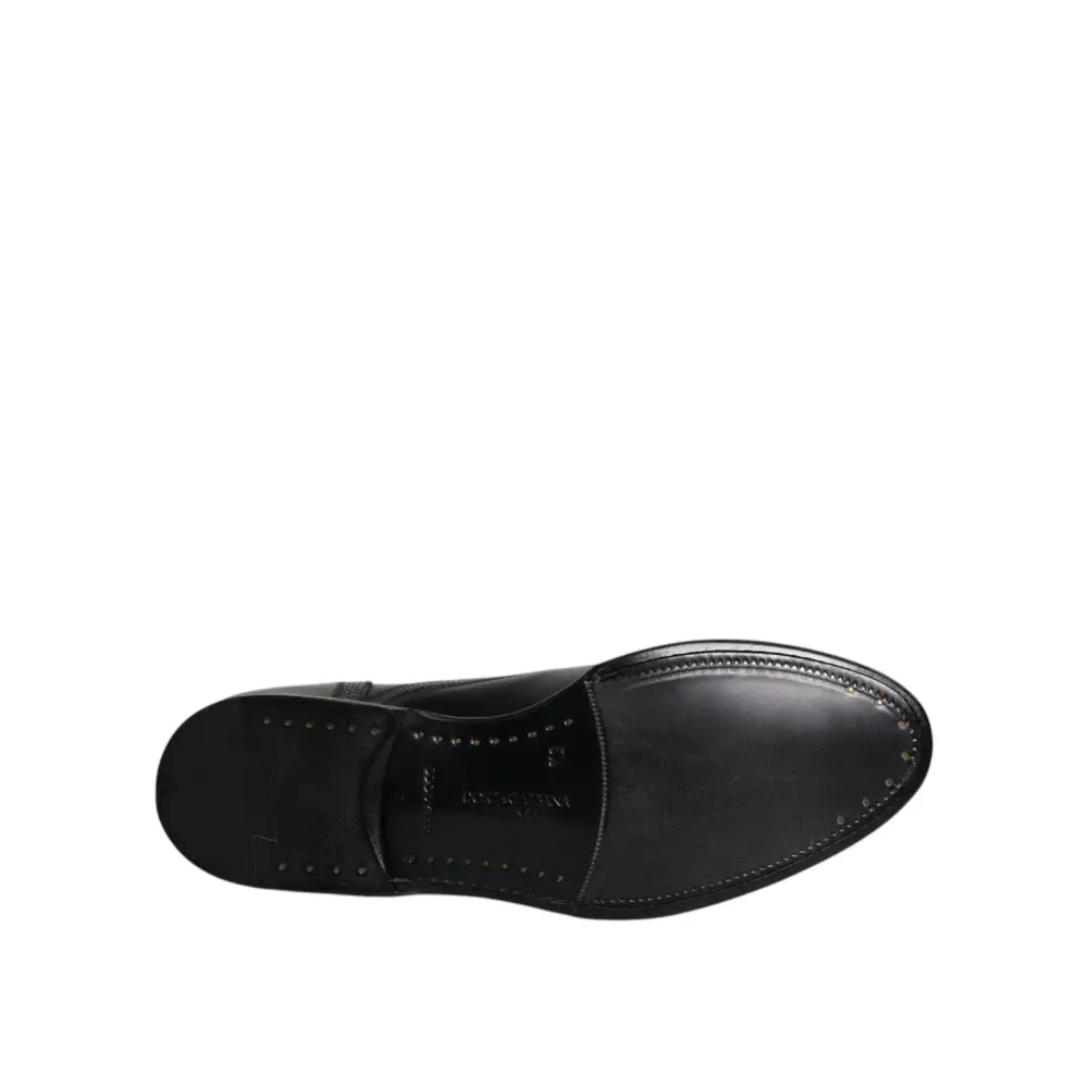 Dolce & Gabbana Schwarzes Leder Derby Wingtip Formelle Schuhe - EU39.5/US6.5