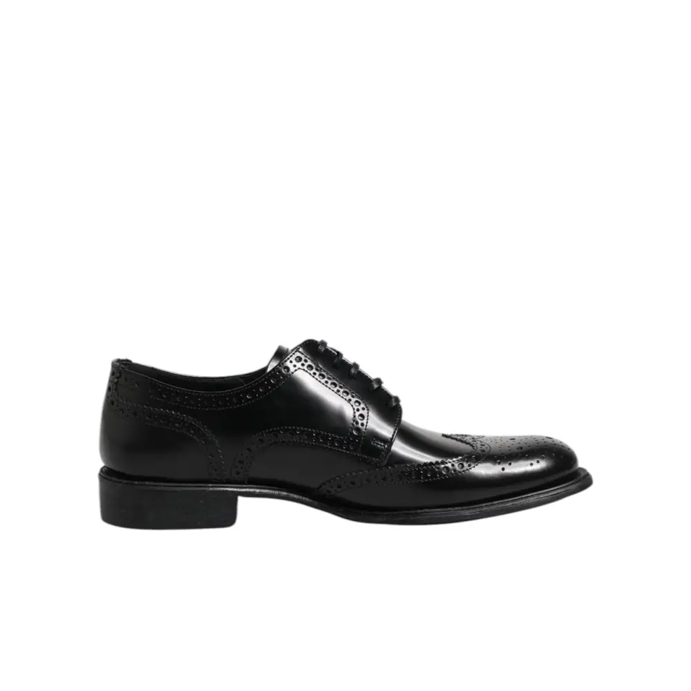 Dolce & Gabbana Schwarzes Leder Derby Wingtip Formelle Schuhe - EU 41 | US 8