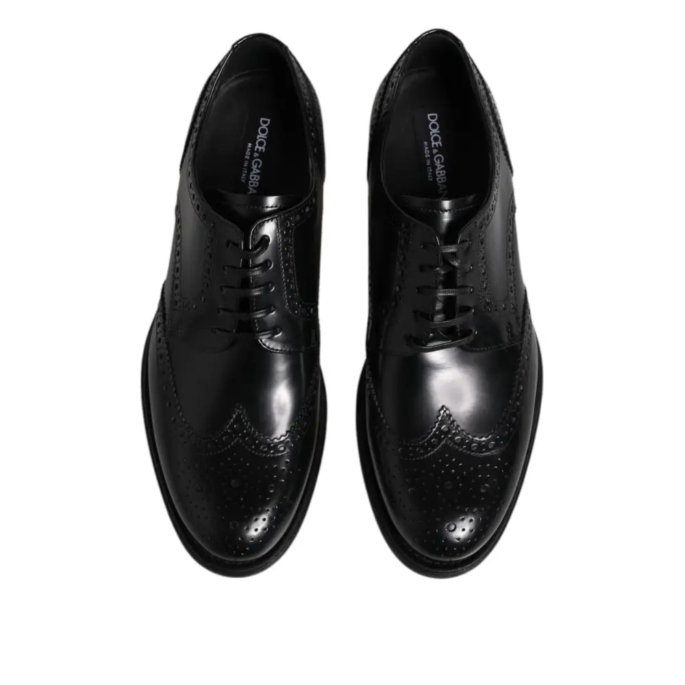 Dolce & Gabbana Schwarzes Leder Derby Wingtip Formelle Schuhe - EU 41 | US 8