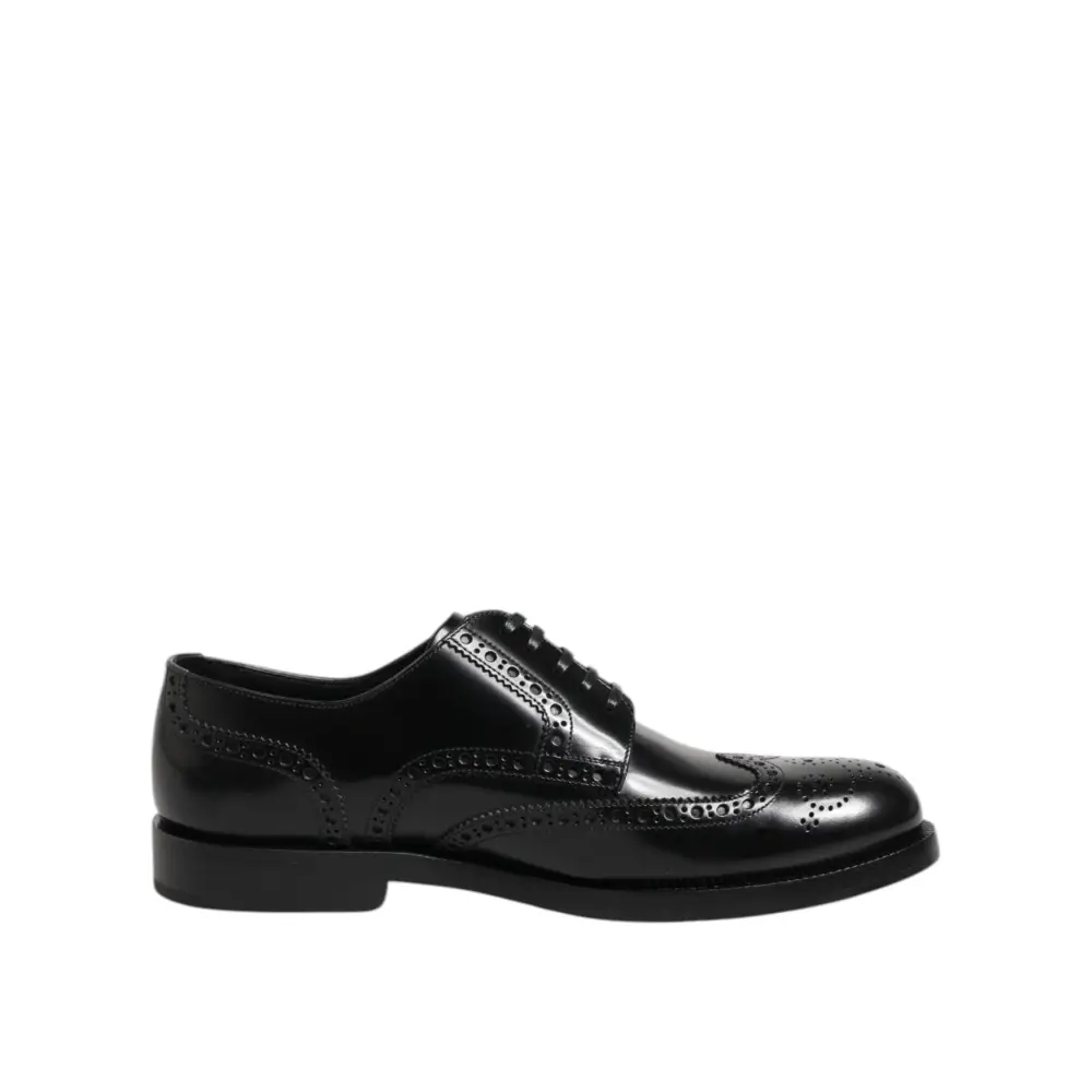 Dolce & Gabbana Schwarzes Leder Derby Wingtip Formelle Schuhe - EU40/US7