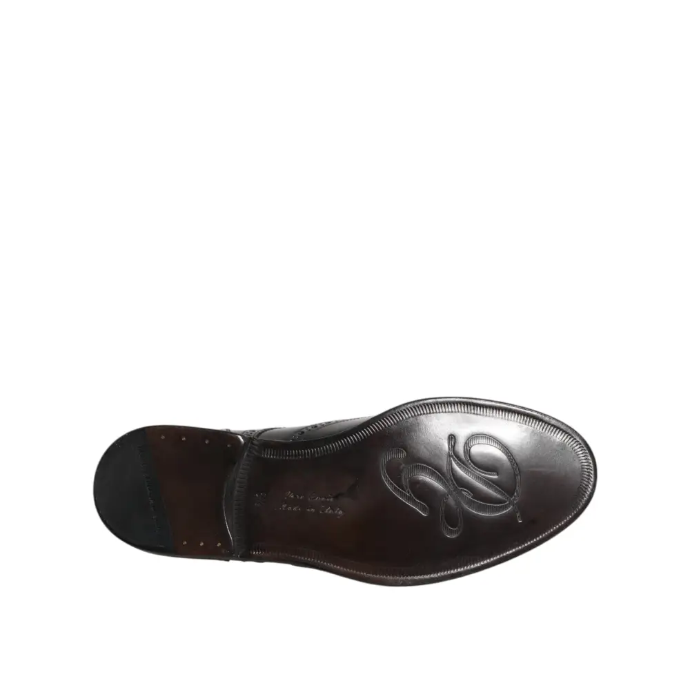 Dolce & Gabbana Schwarzes Leder Derby Wingtip Formelle Schuhe - EU40/US7