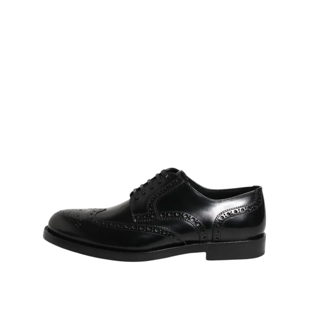 Dolce & Gabbana Schwarzes Leder Derby Wingtip Formelle Schuhe - EU40/US7