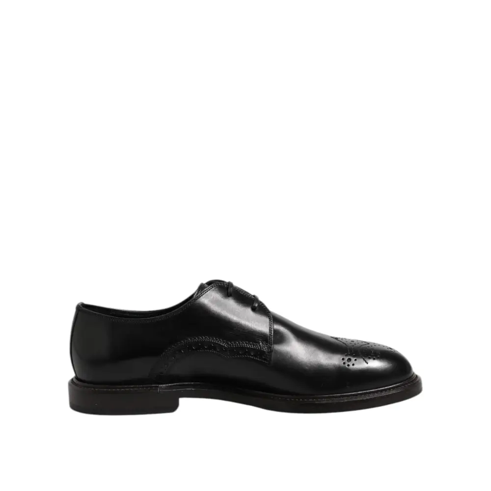 Dolce & Gabbana Schwarzes Leder Derby Wingtip Formelle Schuhe - EU41/US8