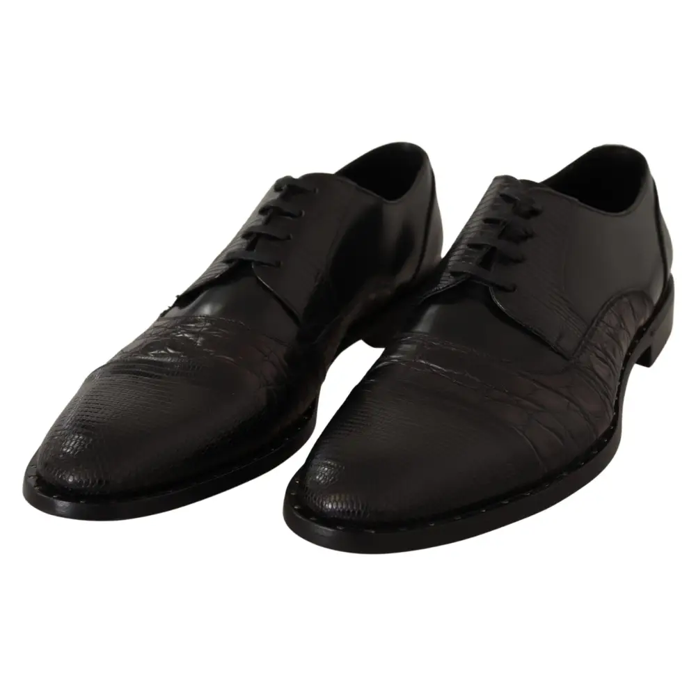 Dolce & Gabbana Schwarzes Leder Exotische Felle Formelle Schuhe - EU39/US6
