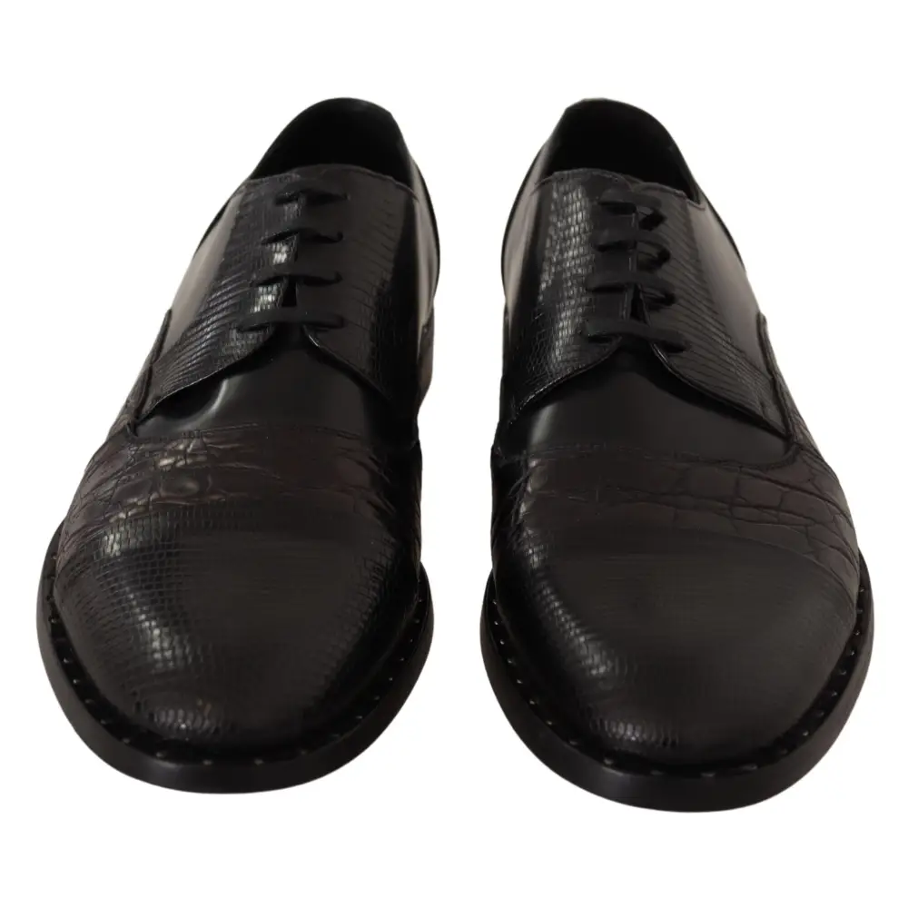 Dolce & Gabbana Schwarzes Leder Exotische Felle Formelle Schuhe - EU39/US6