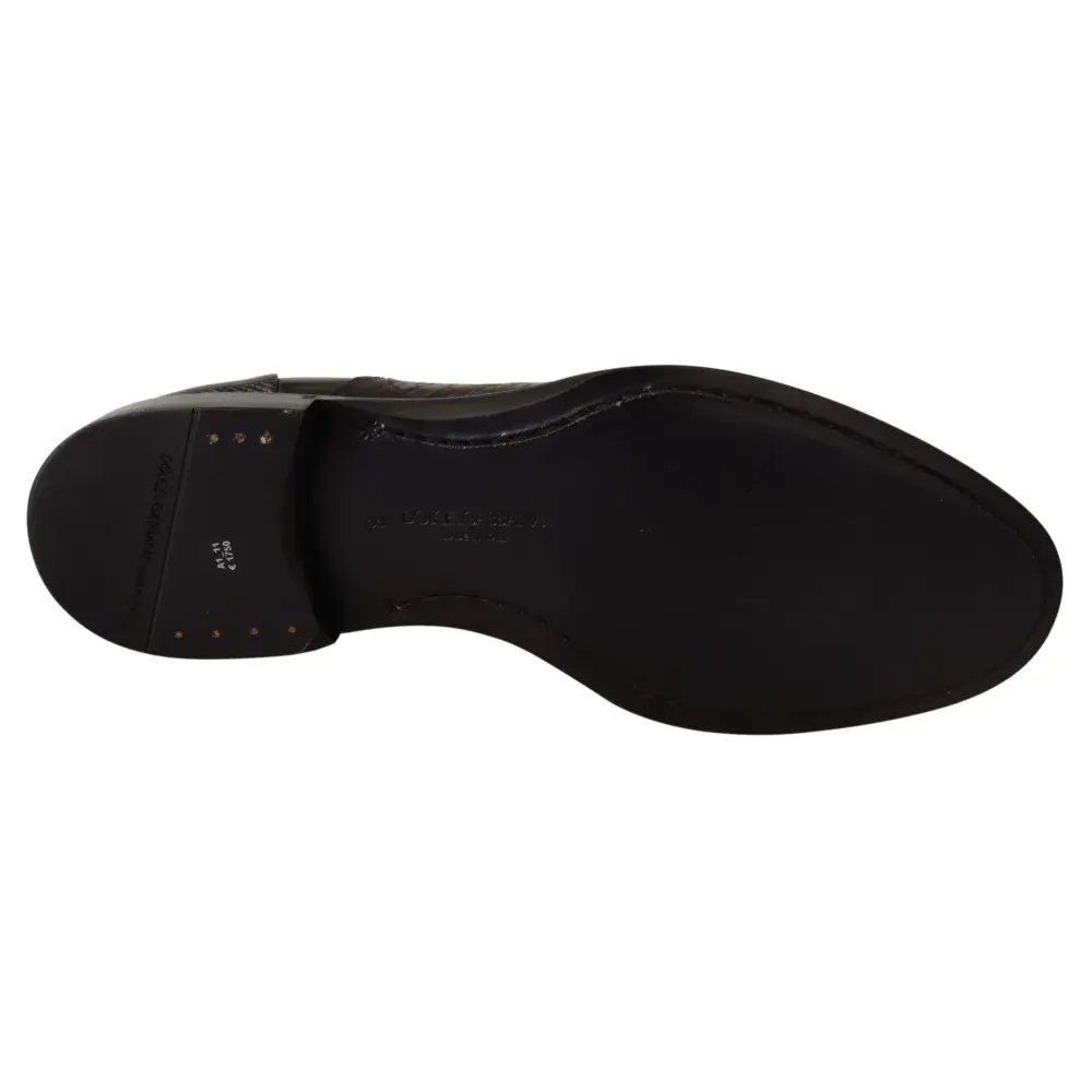 Dolce & Gabbana Schwarzes Leder Exotische Felle Formelle Schuhe - EU39/US6