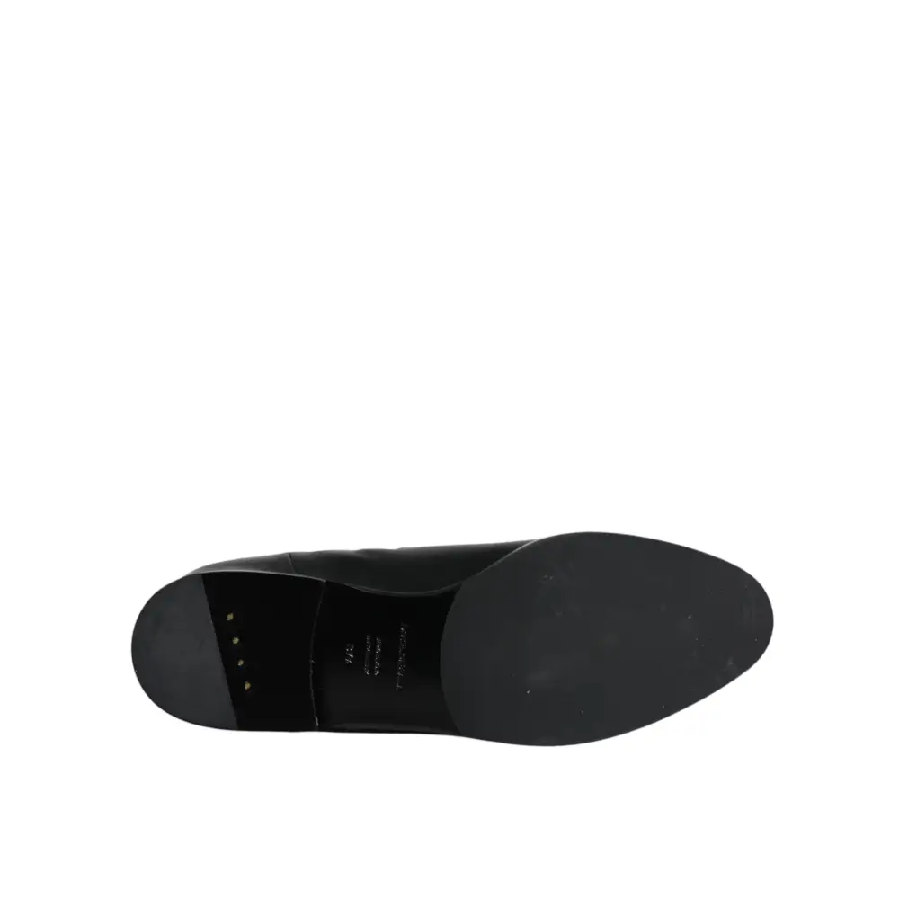 Dolce & Gabbana Schwarzes Leder Logo Mid Calf Stiefel Schuhe - EU37.5/US7