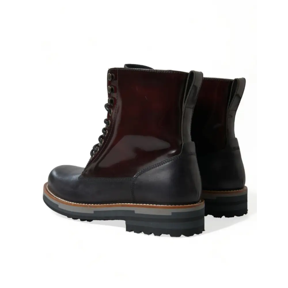 Dolce & Gabbana Schwarzes Leder Militär Kampfstiefel Schuhe - EU41.5/US8.5