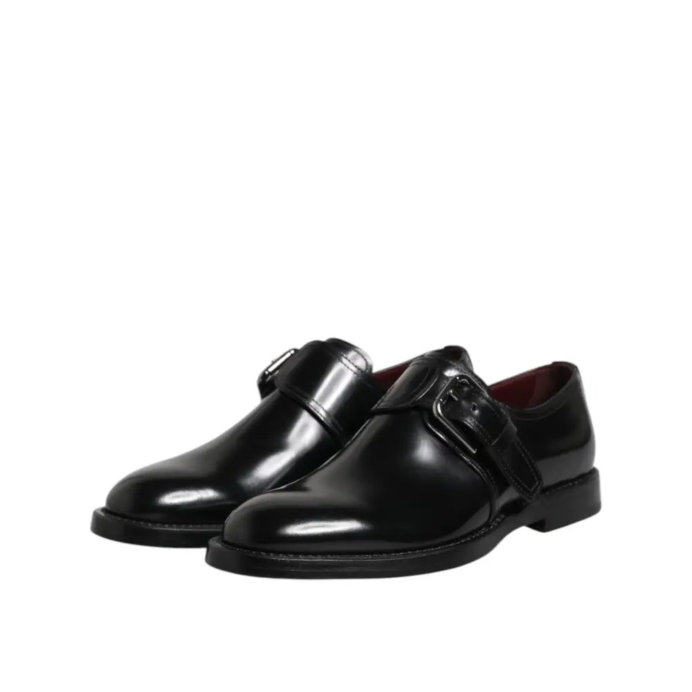 Dolce & Gabbana Schwarzes Leder Monk Strap Derby Formelle Schuhe - EU40/US7