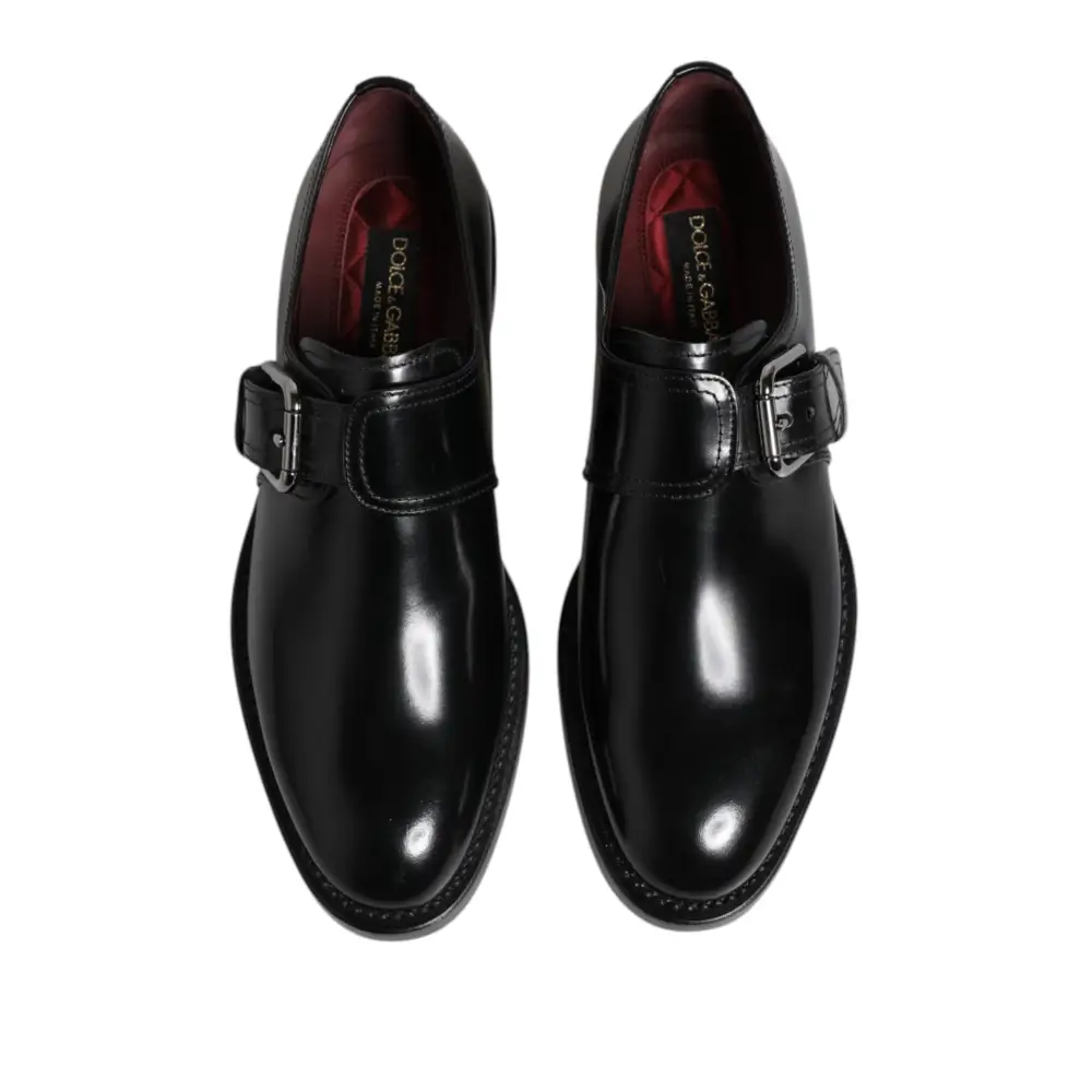 Dolce & Gabbana Schwarzes Leder Monk Strap Derby Formelle Schuhe