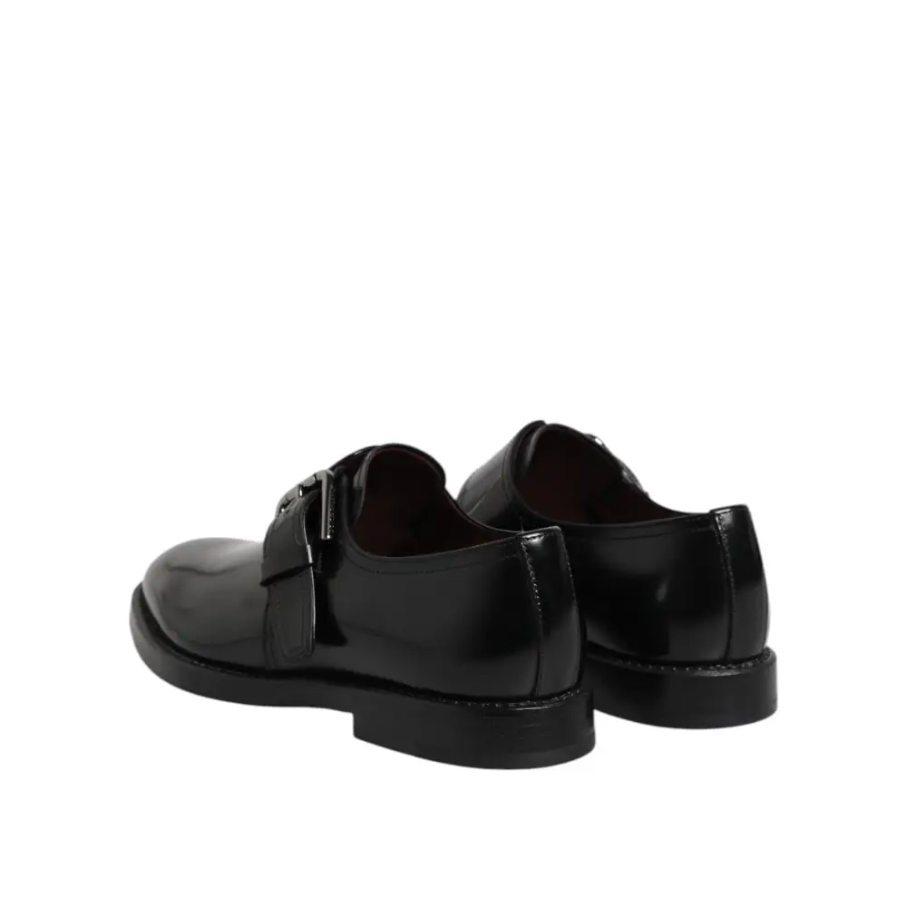 Dolce & Gabbana Schwarzes Leder Monk Strap Derby Formelle Schuhe