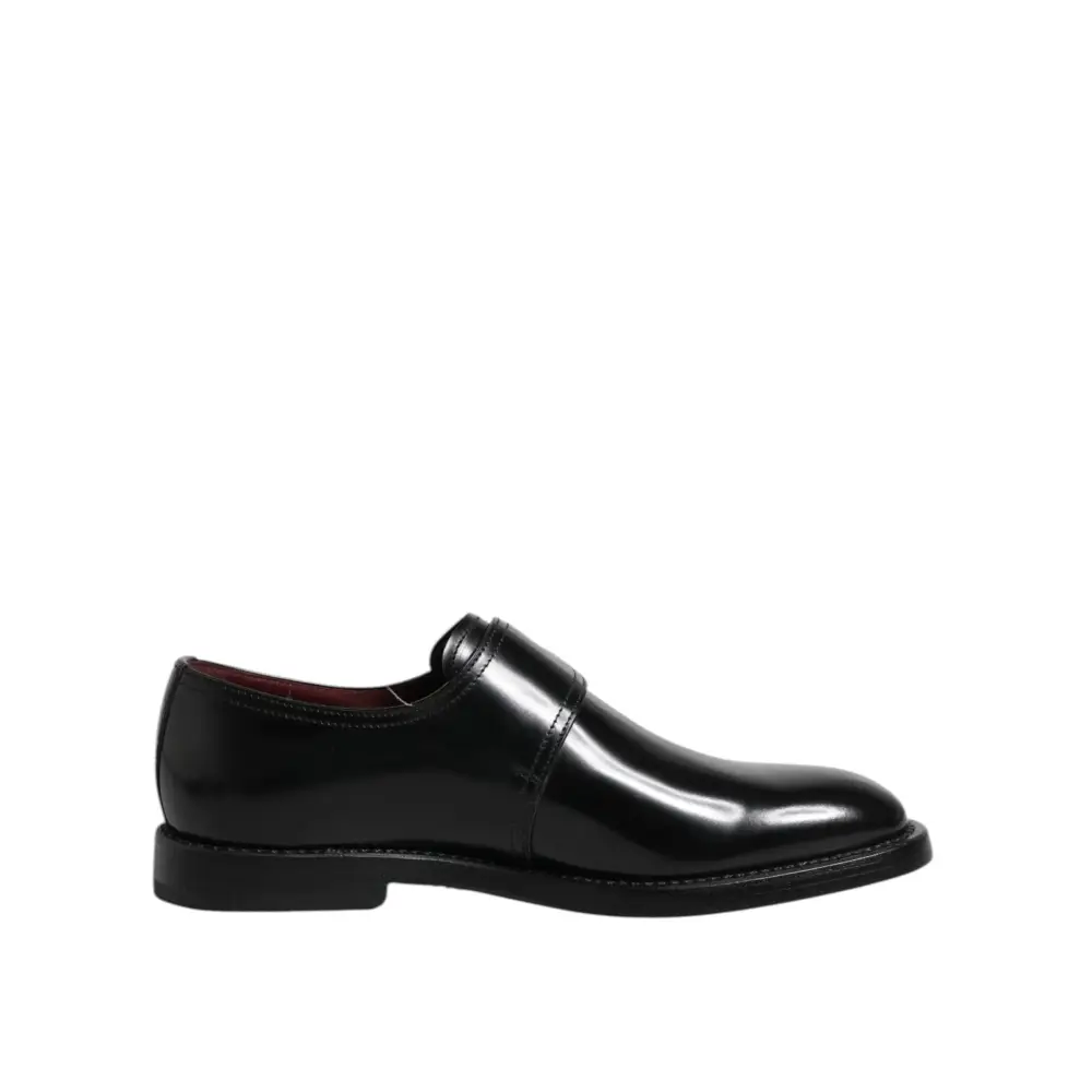 Dolce & Gabbana Schwarzes Leder Monk Strap Derby Formelle Schuhe