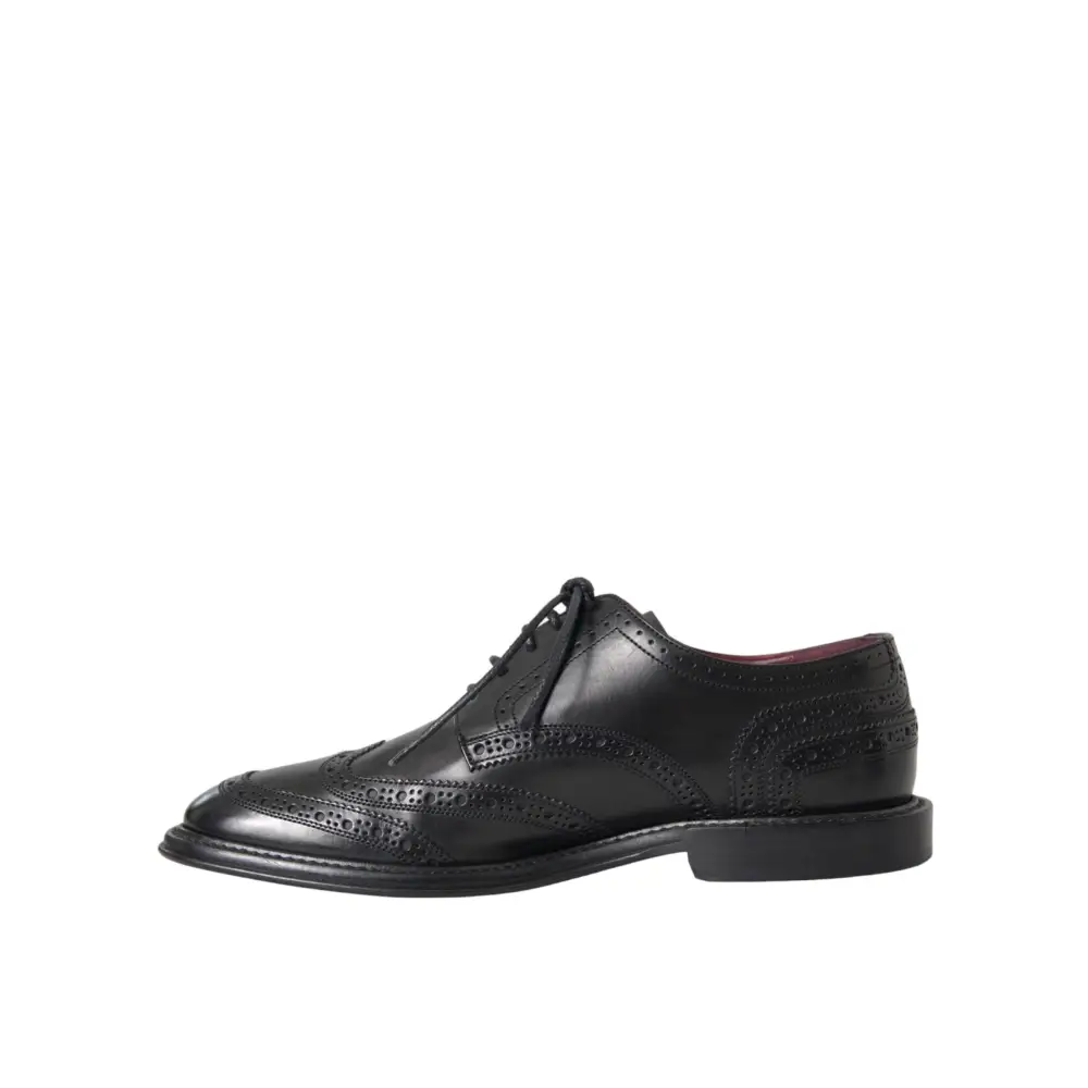 Dolce & Gabbana Schwarzes Leder Oxford Wingtip Formale Männer Schuhe - EU41/US8