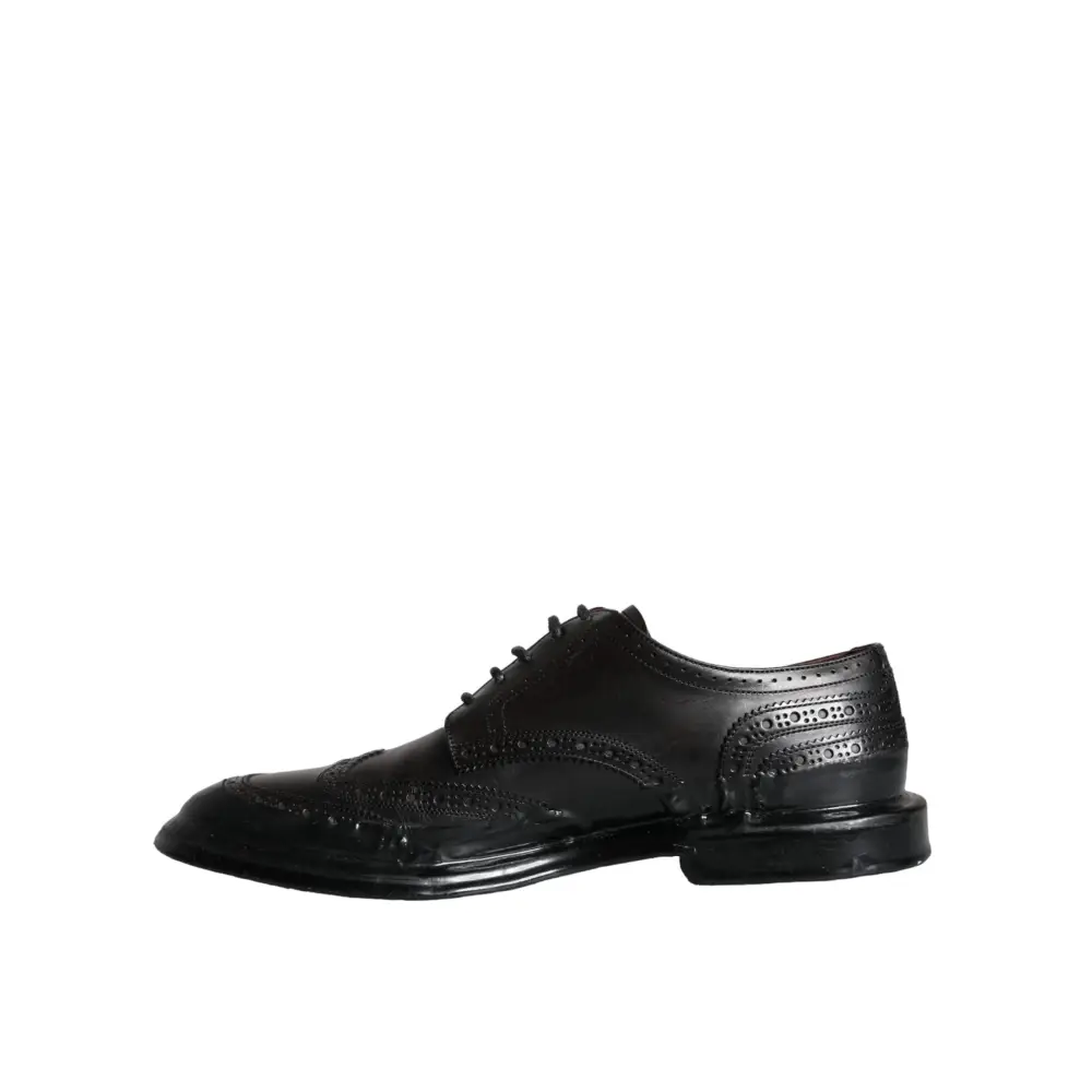 Dolce & Gabbana Schwarzes Leder Oxford Wingtip Formale Männer Schuhe - EU42/US9