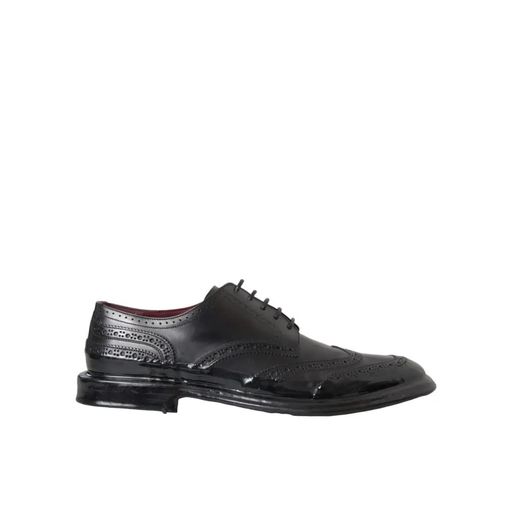 Dolce & Gabbana Schwarzes Leder Oxford Wingtip Formale Männer Schuhe