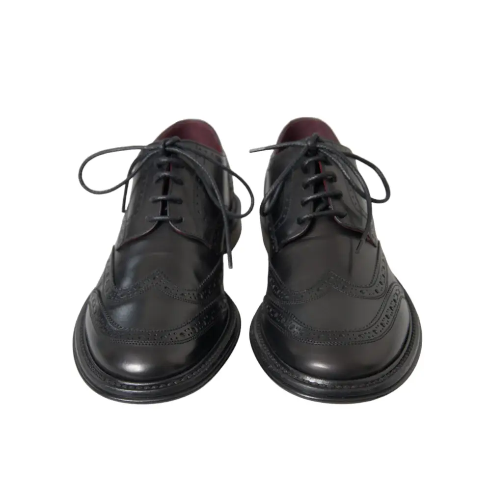 Dolce & Gabbana Schwarzes Leder Oxford Wingtip Formale Männer Schuhe - EU41/US8