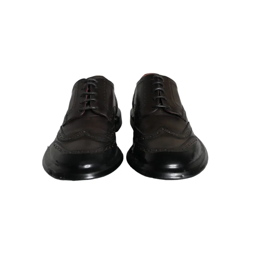 Dolce & Gabbana Schwarzes Leder Oxford Wingtip Formale Männer Schuhe - EU42/US9