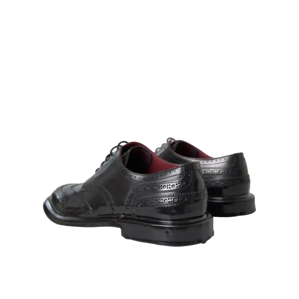 Dolce & Gabbana Schwarzes Leder Oxford Wingtip Formale Männer Schuhe