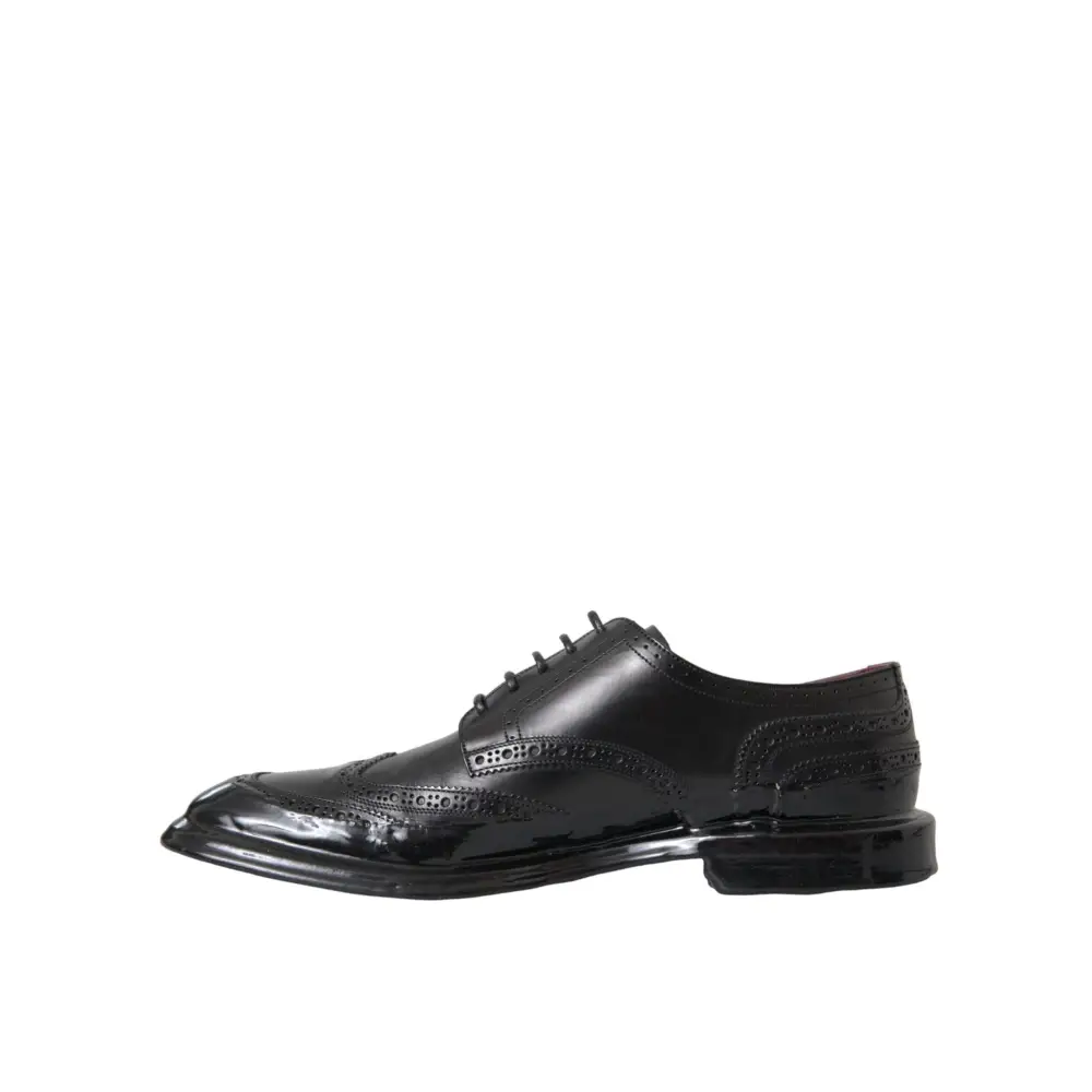 Dolce & Gabbana Schwarzes Leder Oxford Wingtip Formale Männer Schuhe