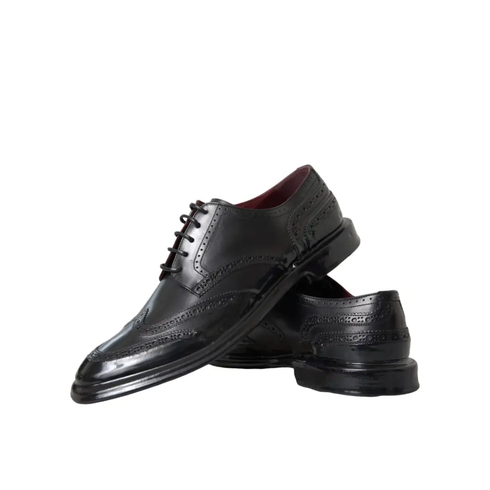 Dolce & Gabbana Schwarzes Leder Oxford Wingtip Formale Männer Schuhe