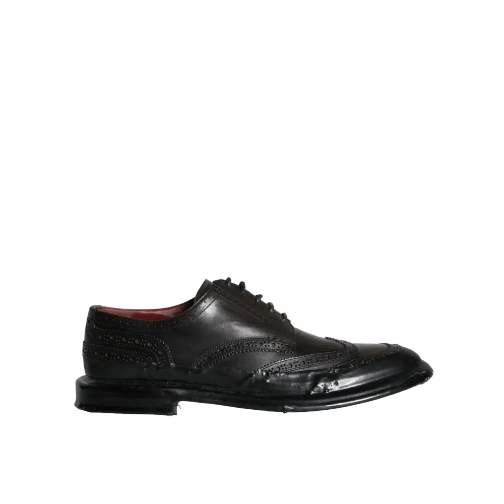 Dolce & Gabbana Schwarzes Leder Oxford Wingtip Formale Männer Schuhe - EU42/US9