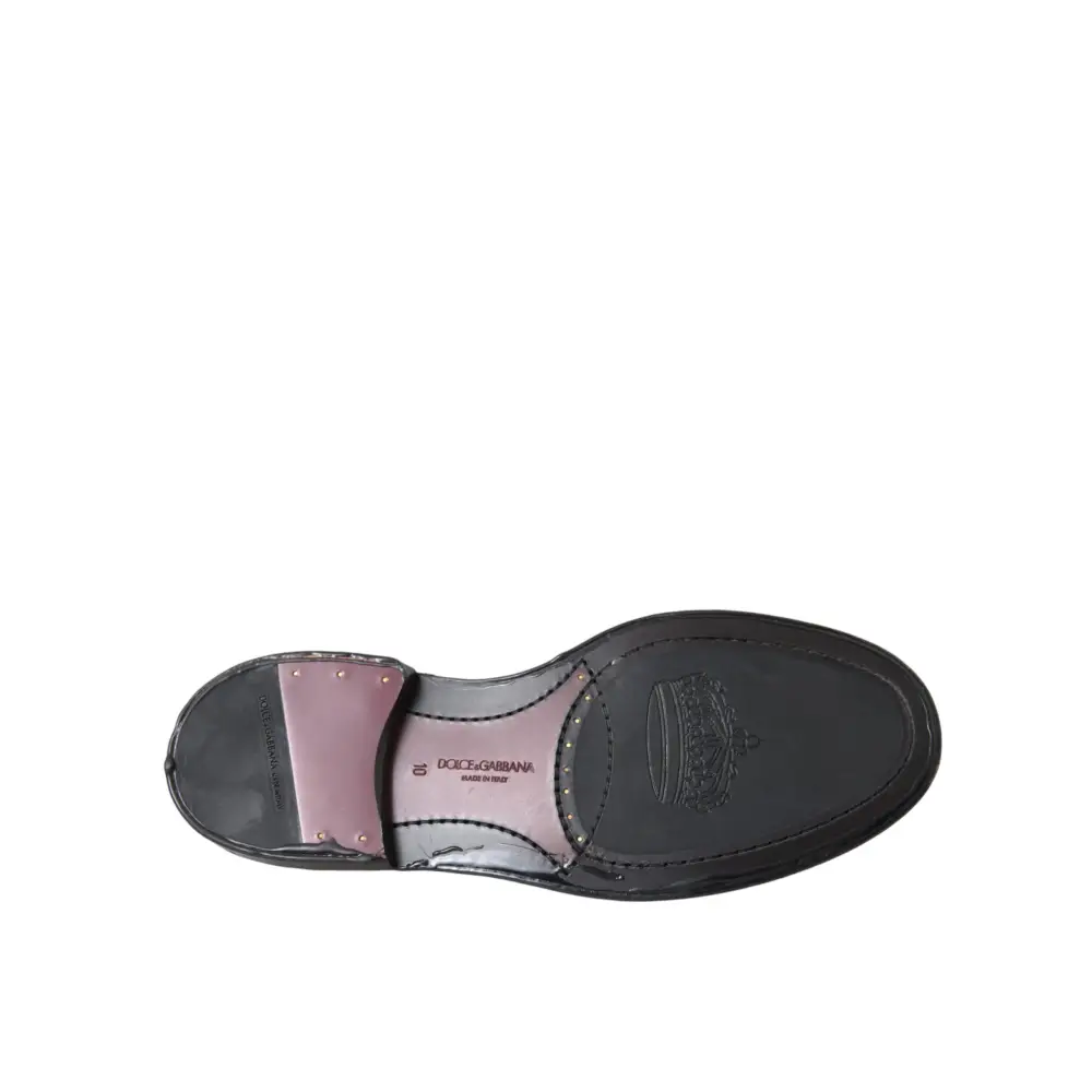 Dolce & Gabbana Schwarzes Leder Oxford Wingtip Formale Männer Schuhe