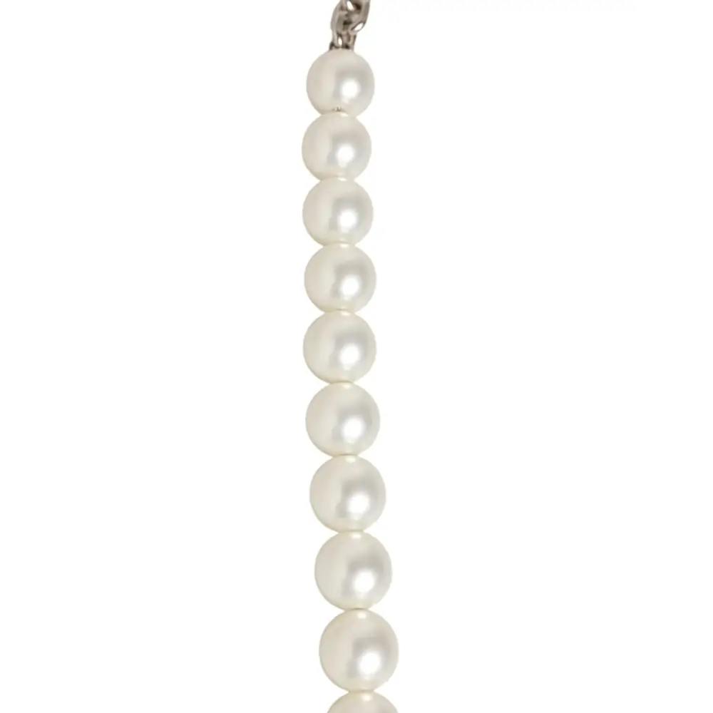 Dolce & Gabbana Schwarzes Leder Perle Kette Tasche Accessoire Schulterriemen