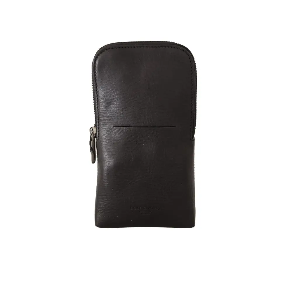 Dolce & Gabbana Schwarzes Leder Portemonnaie Double Belt Strap Multi Kit Wallet