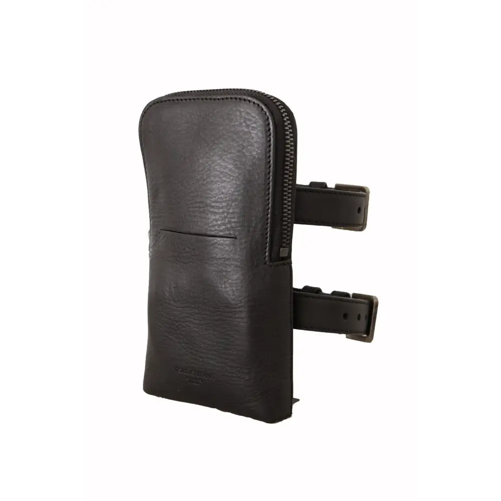 Dolce & Gabbana Schwarzes Leder Portemonnaie Double Belt Strap Multi Kit Wallet