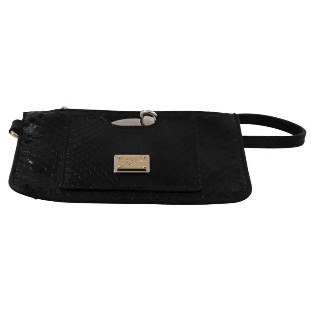 Dolce & Gabbana Schwarzes Leder Portemonnaie Handtäschchen Spiegel Agnese Brieftasche