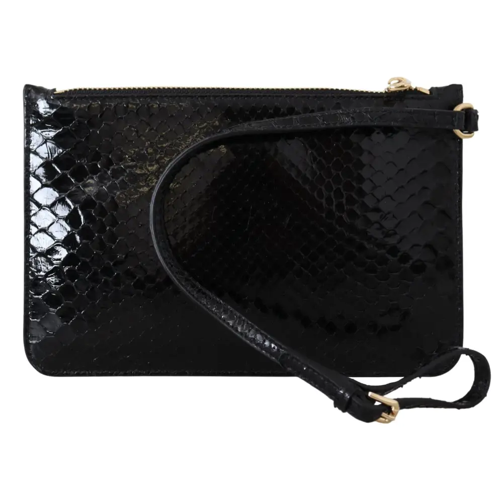 Dolce & Gabbana Schwarzes Leder Portemonnaie Handtäschchen Spiegel Agnese Brieftasche