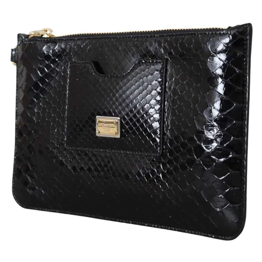 Dolce & Gabbana Schwarzes Leder Portemonnaie Handtäschchen Spiegel Agnese Brieftasche