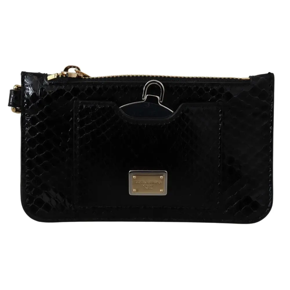 Dolce & Gabbana Schwarzes Leder Portemonnaie Handtäschchen Spiegel Agnese Brieftasche