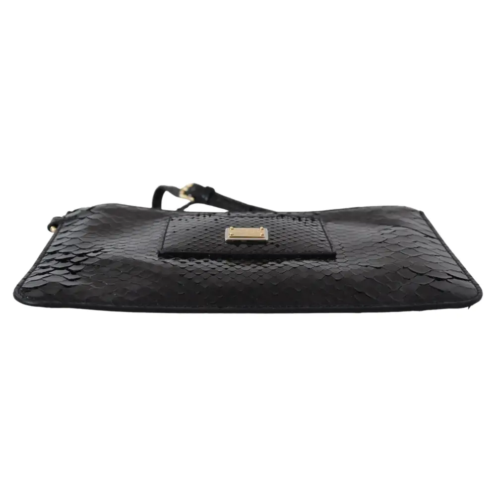 Dolce & Gabbana Schwarzes Leder Portemonnaie Handtäschchen Spiegel Agnese Brieftasche