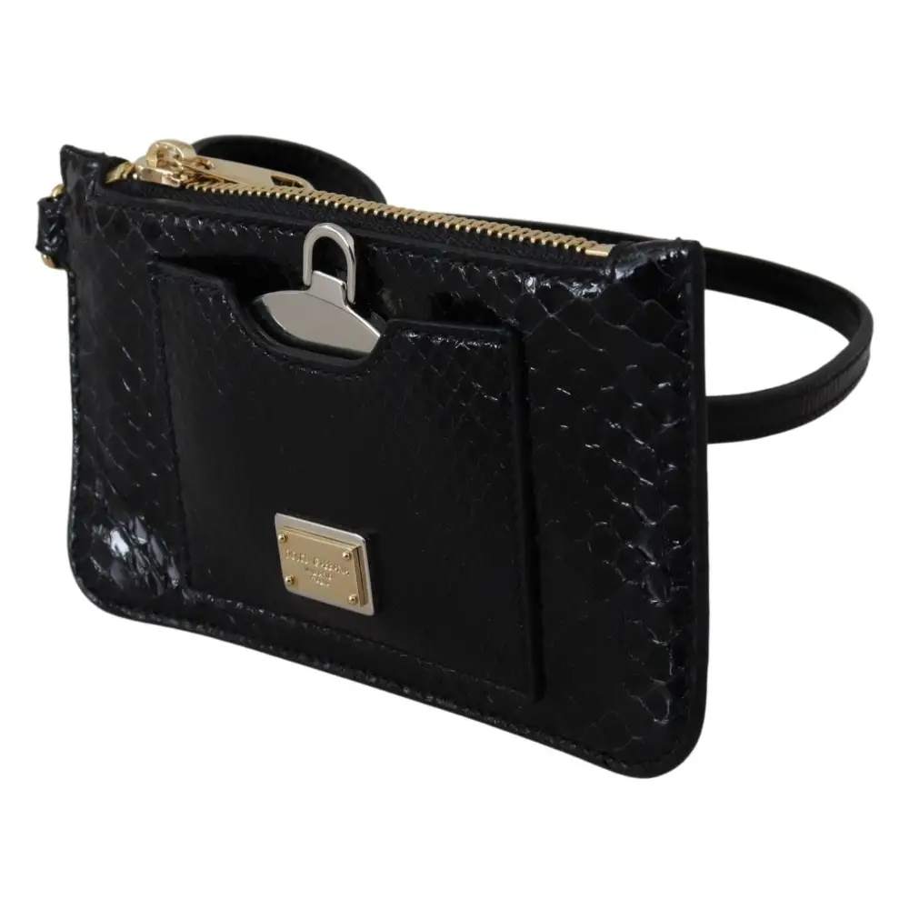 Dolce & Gabbana Schwarzes Leder Portemonnaie Handtäschchen Spiegel Agnese Brieftasche