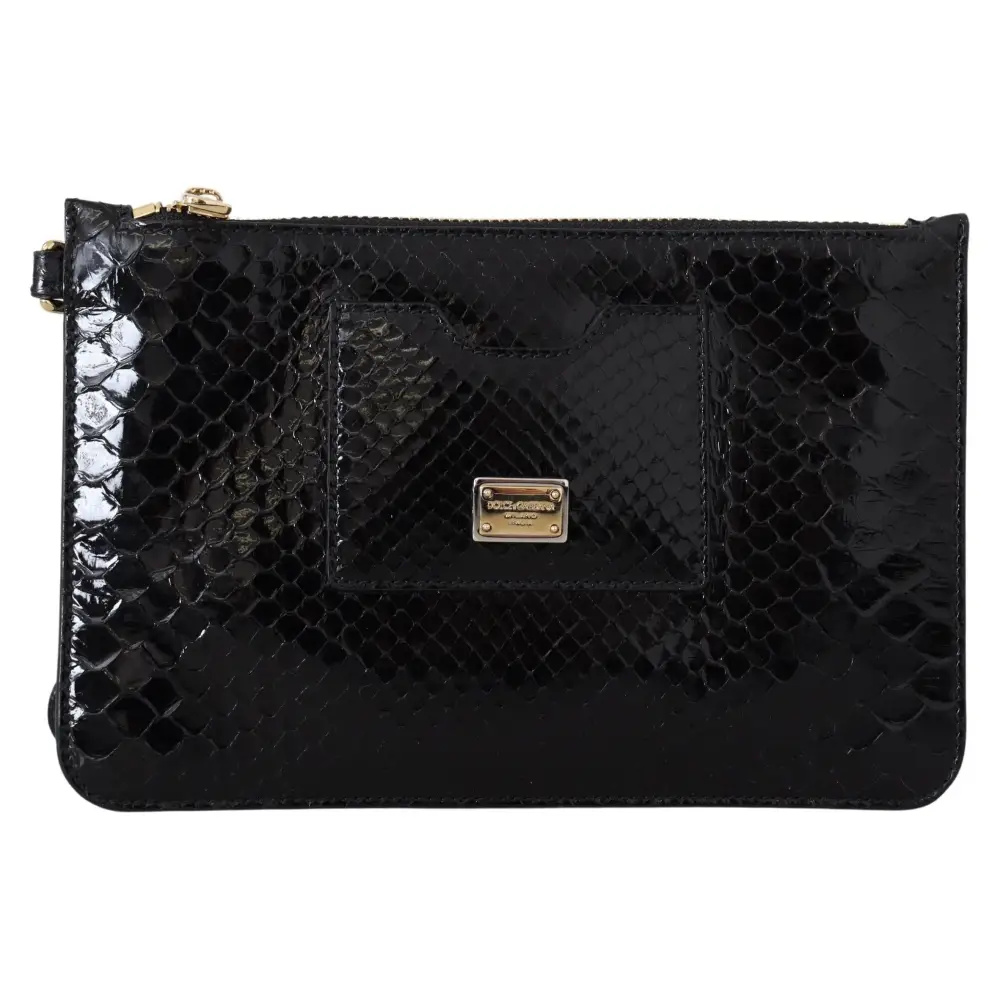 Dolce & Gabbana Schwarzes Leder Portemonnaie Handtäschchen Spiegel Agnese Brieftasche