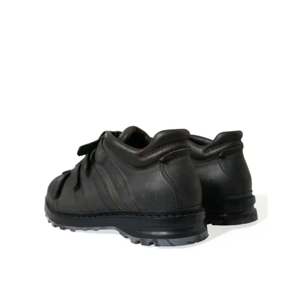 Dolce & Gabbana Schwarzes Leder Riemen Männer Stiefelette Schuhe - EU42.5/US9.5