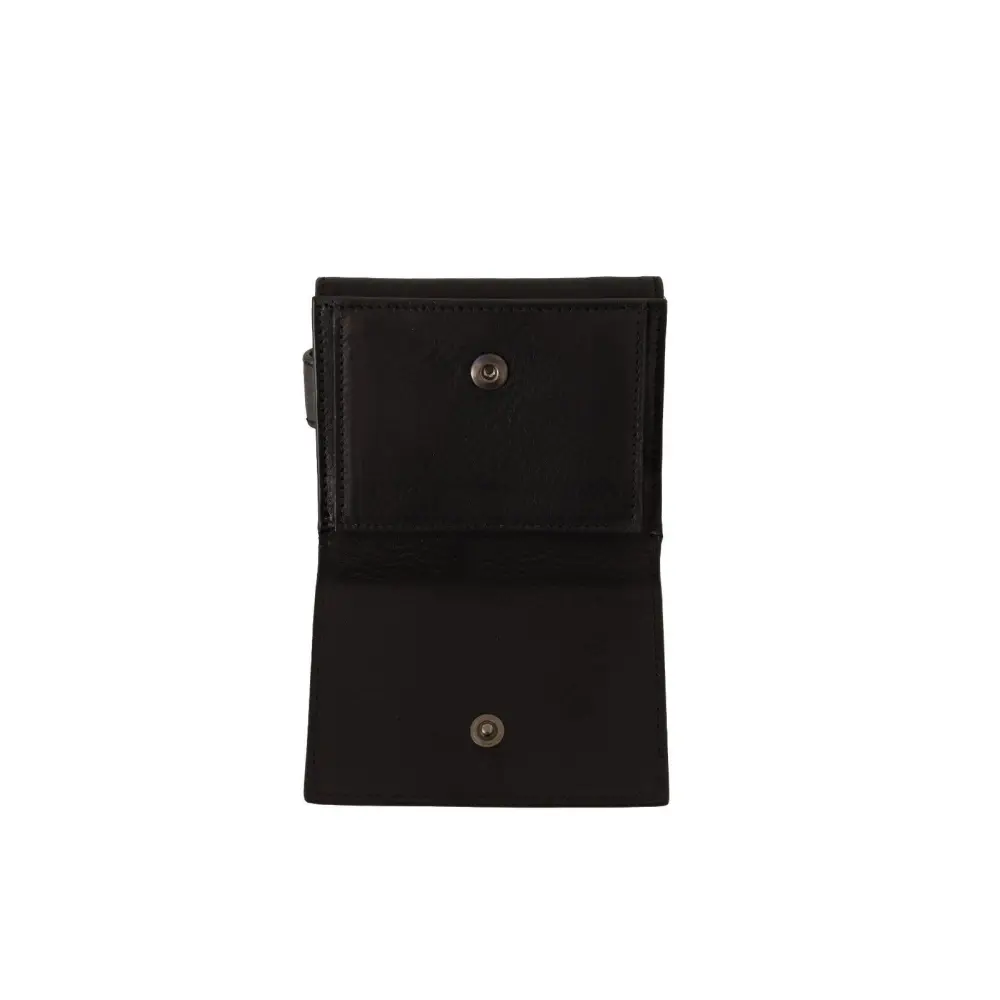 Dolce & Gabbana Schwarzes Leder Trifold Geldbörse Gürtelschlaufe Multi Kit Wallet